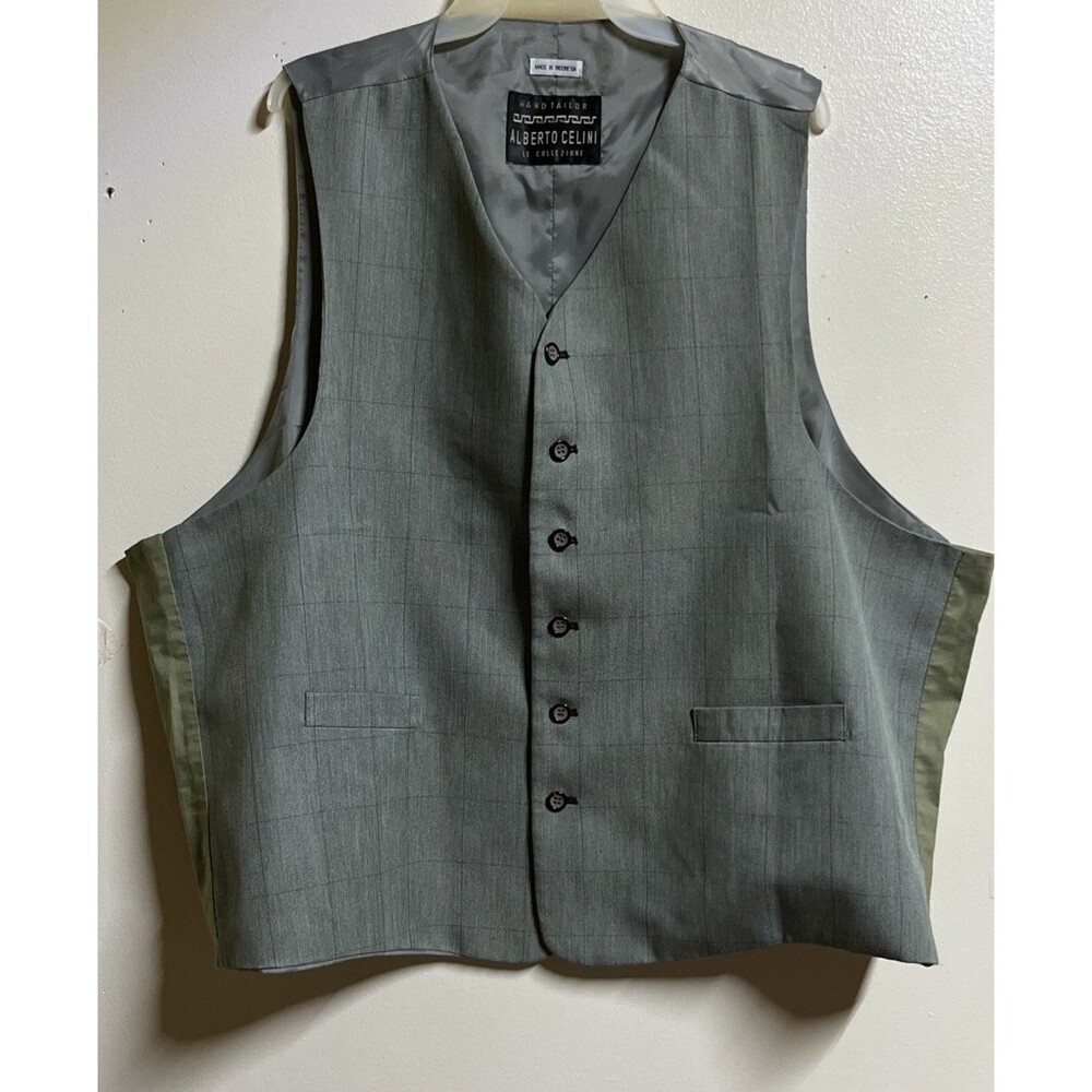 Vintage Alberto Celini Le Collezione Hand Tailor Suit Vest Size 50L Gray